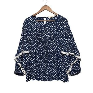Soft Surroundings Womens Top Polka Dot Boho Hippie Coastal Feminine Cottagecore